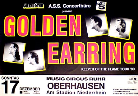 Golden Earring German Keeper of the Flame tour show poster Oberhausen (Germany) - Music Circus Ruhr December 17, 1989